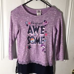 My Little Pony long sleeved purple blouse with crocheted look at bottom size 7/8